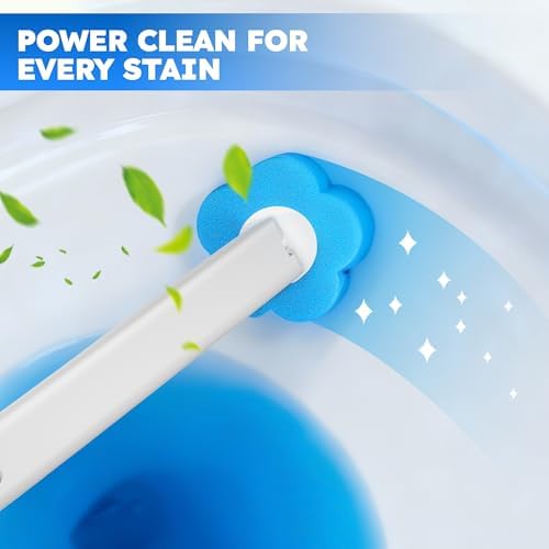 Recargas desechables para cepillo de baño TUUAQ, 20 piezas, cabezal limpiador para inodoro, suministros de limpieza para baño, color azul - imagen 4