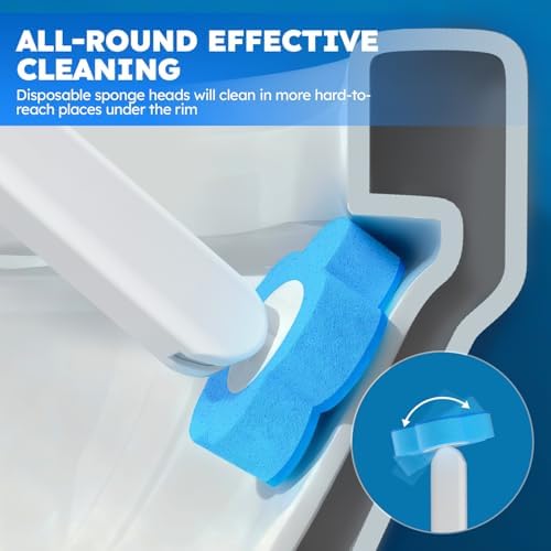 Recargas desechables para cepillo de baño TUUAQ, 20 piezas, cabezal limpiador para inodoro, suministros de limpieza para baño, color azul - imagen 5