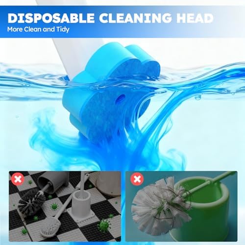Recargas desechables para cepillo de baño TUUAQ, 20 piezas, cabezal limpiador para inodoro, suministros de limpieza para baño, color azul - imagen 6