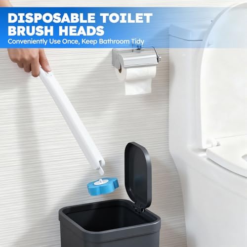 Recargas desechables para cepillo de baño TUUAQ, 20 piezas, cabezal limpiador para inodoro, suministros de limpieza para baño, color azul - imagen 7