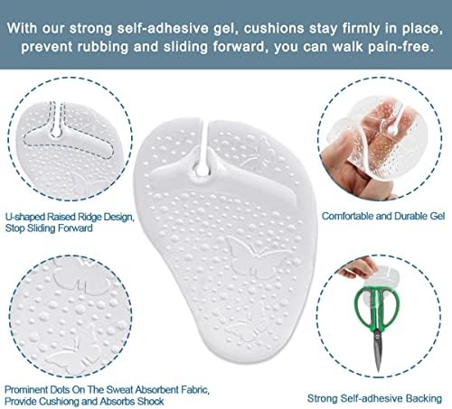 Almohadillas Metatarsales Urwalk para Sandalias y Chanclas, 3 Pares Autoadhesivas, Cojines Antideslizantes para Alivio del Dolor (Transparente) - imagen 2