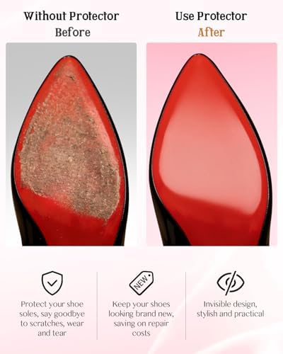 Protector de Suela para Zapatos Snqqmtt - Paquete de 8, Autoadhesivo, Antideslizante y Resistente para Tacones, para Zapatos de Suela Roja (15 x 10 - imagen 3