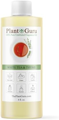 Aceite Aromático de Té Blanco y Tomillo 4 oz - Ideal para Jabones, Velas, Bombas de Baño, Mantecas Corporales y Aromaterapia. Perfecto para Lociones - imagen 1