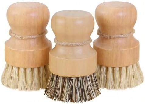 Cepillo de Madera ABuYanOIn para Fregar Platos - Set de 3 Estropajos de Fibra Natural para Limpiar Ollas, Fregaderos y Verduras - imagen 1