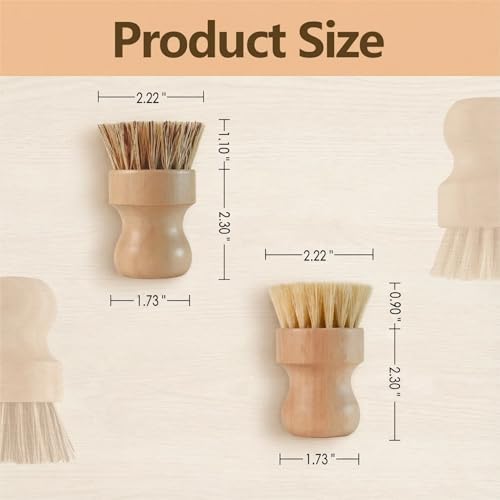 Cepillo de Madera ABuYanOIn para Fregar Platos - Set de 3 Estropajos de Fibra Natural para Limpiar Ollas, Fregaderos y Verduras - imagen 3