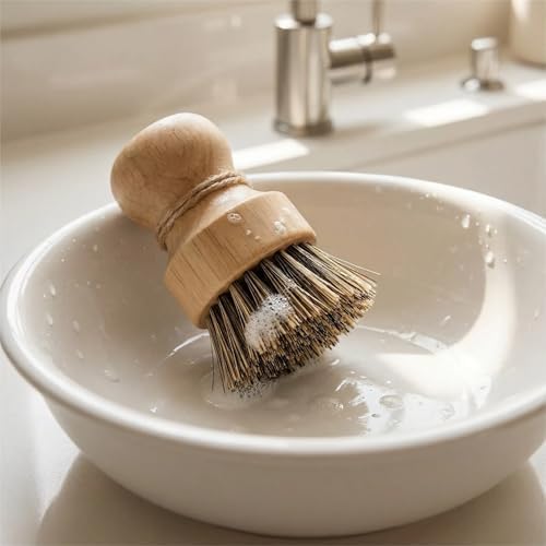 Cepillo de Madera ABuYanOIn para Fregar Platos - Set de 3 Estropajos de Fibra Natural para Limpiar Ollas, Fregaderos y Verduras - imagen 7
