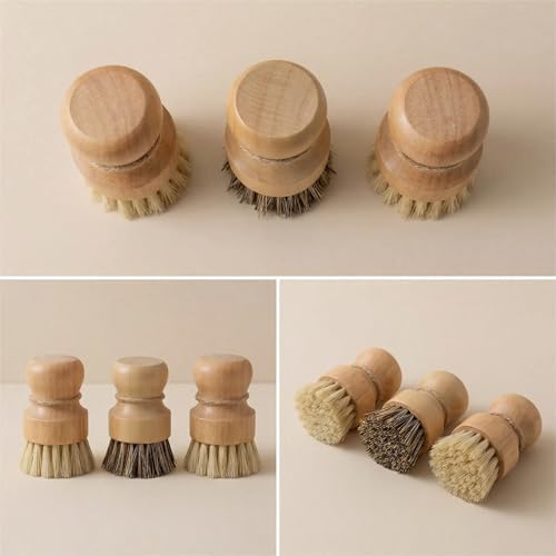 Cepillo de Madera ABuYanOIn para Fregar Platos - Set de 3 Estropajos de Fibra Natural para Limpiar Ollas, Fregaderos y Verduras - imagen 8