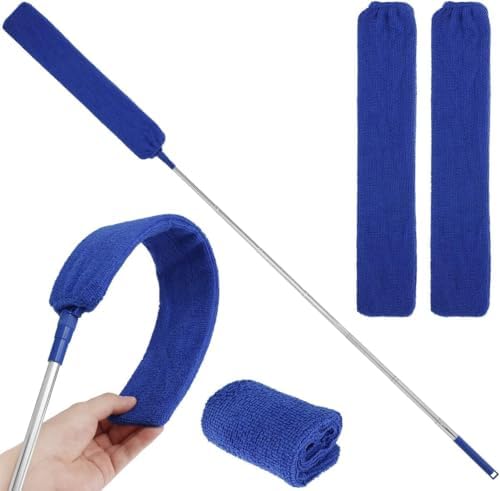 Cepillo Limpiador Retráctil para Grietas con Mango Extensible (30 a 100 pulgadas), Herramientas de Limpieza con 3 Paños de Microfibra, Duster - imagen 1