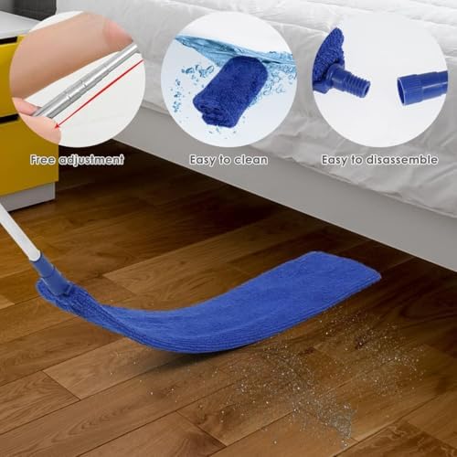 Cepillo Limpiador Retráctil para Grietas con Mango Extensible (30 a 100 pulgadas), Herramientas de Limpieza con 3 Paños de Microfibra, Duster - imagen 3
