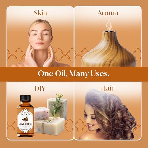 Aceite Esencial de Clavo Siva - 1 Onza - 100% Natural para Difusor, Cuidado Facial, Aromaterapia, Cuidado del Cabello y Masaje Corporal - con Gotero - imagen 5