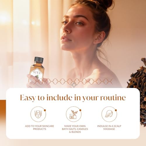 Aceite Esencial de Clavo Siva - 1 Onza - 100% Natural para Difusor, Cuidado Facial, Aromaterapia, Cuidado del Cabello y Masaje Corporal - con Gotero - imagen 6