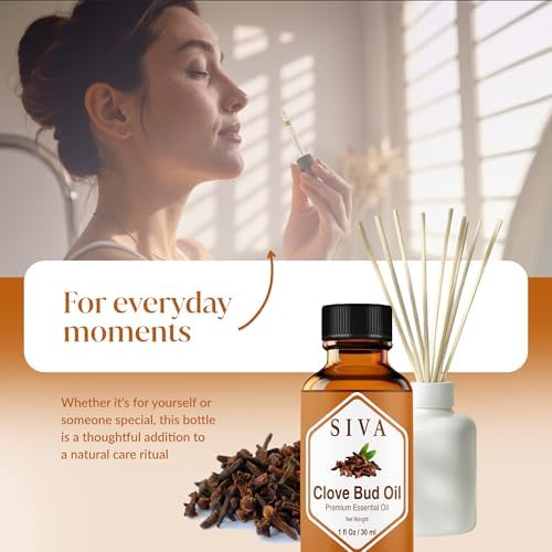 Aceite Esencial de Clavo Siva - 1 Onza - 100% Natural para Difusor, Cuidado Facial, Aromaterapia, Cuidado del Cabello y Masaje Corporal - con Gotero - imagen 7