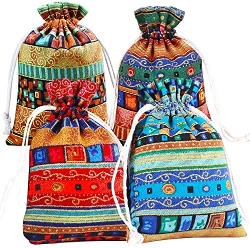 Paquete de 20 Bolsas de Regalo con Cierre, Sacos de Lino de Algodón y Yute para Bodas, Manualidades, Regalos, Snacks y Joyería, Navidad (10x14 cm) - imagen 1