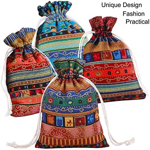 Paquete de 20 Bolsas de Regalo con Cierre, Sacos de Lino de Algodón y Yute para Bodas, Manualidades, Regalos, Snacks y Joyería, Navidad (10x14 cm) - imagen 2