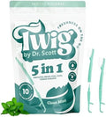 Cepillo de Dientes Desechable Twig by Dr. Scott 5 en 1, Paquete de 10 - Cepillo de Viaje con Pasta, Sin Agua Necesaria - Hilo Dental, Pica, Raspador - imagen 1