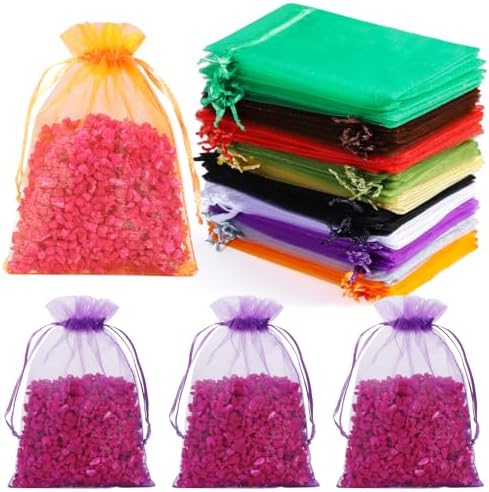 Bolsitas de Organza Hopttreely 50PCS para Recuerdos de Boda, 4x6 pulgadas, Bolsas de Regalo con Cierre para Fiesta y Maquillaje (Colores Mezclados) - imagen 1