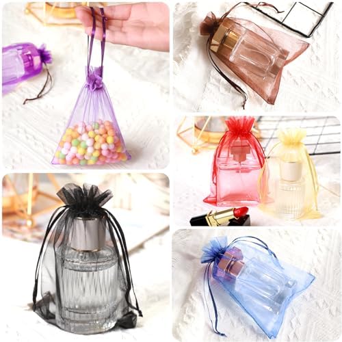 Bolsitas de Organza Hopttreely 50PCS para Recuerdos de Boda, 4x6 pulgadas, Bolsas de Regalo con Cierre para Fiesta y Maquillaje (Colores Mezclados) - imagen 4
