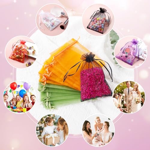Bolsitas de Organza Hopttreely 50PCS para Recuerdos de Boda, 4x6 pulgadas, Bolsas de Regalo con Cierre para Fiesta y Maquillaje (Colores Mezclados) - imagen 7