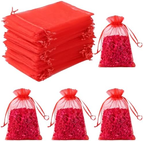 Bolsitas de Organza Hopttreely 50PCS para Recuerdos de Boda, 4x6 pulgadas, Bolsas de Regalo con Cierre para Fiesta y Maquillaje (Colores Mezclados) - imagen 8