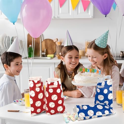 60 Bolsas de Plástico para Fiesta de Béisbol con Asa, Tema de Béisbol, Regalos y Dulces, 60 Piezas, Rojo y Azul, Suministros para Cumpleaños de - imagen 5