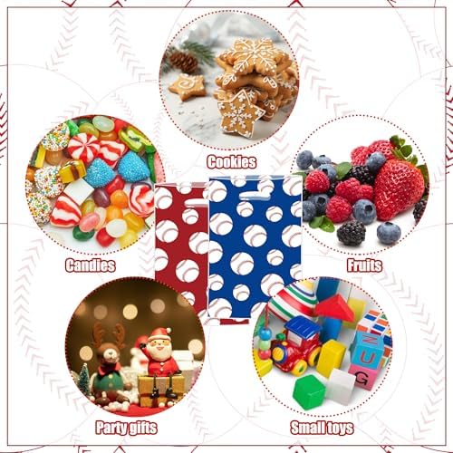 60 Bolsas de Plástico para Fiesta de Béisbol con Asa, Tema de Béisbol, Regalos y Dulces, 60 Piezas, Rojo y Azul, Suministros para Cumpleaños de - imagen 6