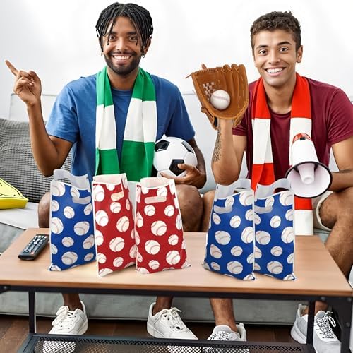 60 Bolsas de Plástico para Fiesta de Béisbol con Asa, Tema de Béisbol, Regalos y Dulces, 60 Piezas, Rojo y Azul, Suministros para Cumpleaños de - imagen 7