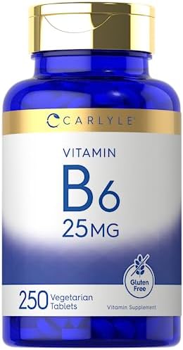 Carlyle Vitamina B6 | 25 mg | 250 Tabletas | Suplemento para Hombres y Mujeres | como Piridoxina Hidrocloruro | Vegetariano, No Transgénico y Sin - imagen 1