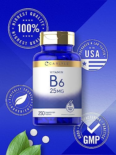 Carlyle Vitamina B6 | 25 mg | 250 Tabletas | Suplemento para Hombres y Mujeres | como Piridoxina Hidrocloruro | Vegetariano, No Transgénico y Sin - imagen 5