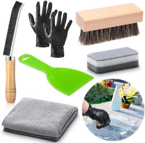 Kit de Limpieza para Tumbas Hahafelt de 7 Piezas para Granito y Piedra, Incluye Toalla, Cepillo de Cerdas, Cepillo para Grietas, Esponja, Guantes - imagen 1