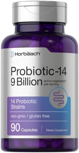 Probioticos Horbäach para Hombres y Mujeres | 14 Cepas para la Salud Digestiva | 9 Mil Millones de UFC | 90 Cápsulas | Suplemento Sin OGM y Libre de - imagen 1