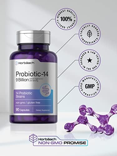 Probioticos Horbäach para Hombres y Mujeres | 14 Cepas para la Salud Digestiva | 9 Mil Millones de UFC | 90 Cápsulas | Suplemento Sin OGM y Libre de - imagen 5