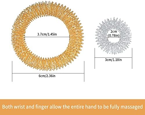 Anillos Sensoriales con Púas HexinYigjly, 14 Piezas (10 Anillos de Acupresión, 4 Pulseras), Alivio de Estrés para Adolescentes y Adultos, Oro y Plata - imagen 2