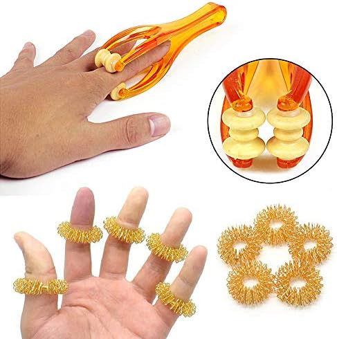 Rodillo Masajeador de 2 Dedos eyxformula y 5 Anillos de Acupresión - Alivio del Dolor por Artritis y Terapia para Dedo en Gatillo - Masaje Manual - imagen 2