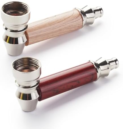 Juego de 2 pipas de tabaco de madera realista con herramienta limpiadora y bolsa negra, incluye estuche para uso diario y regalo - imagen 1