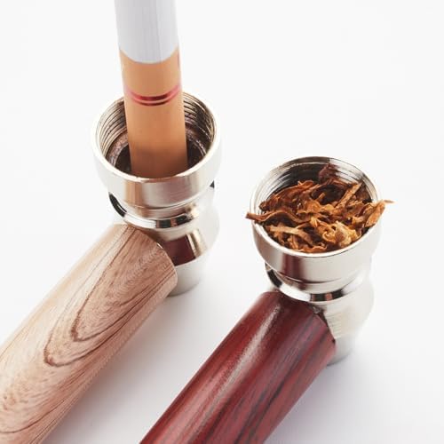 Juego de 2 pipas de tabaco de madera realista con herramienta limpiadora y bolsa negra, incluye estuche para uso diario y regalo - imagen 3