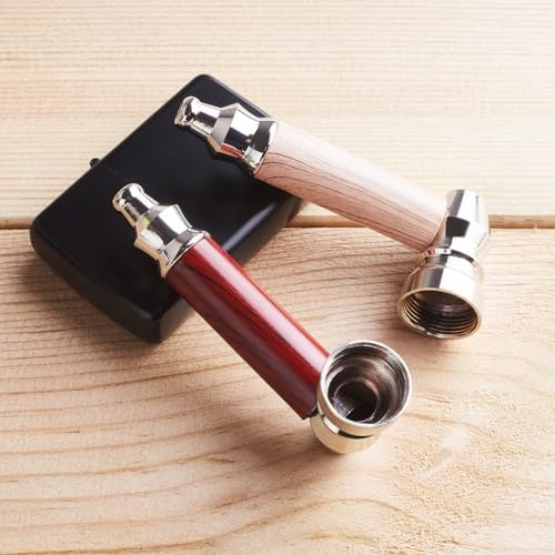 Juego de 2 pipas de tabaco de madera realista con herramienta limpiadora y bolsa negra, incluye estuche para uso diario y regalo - imagen 4