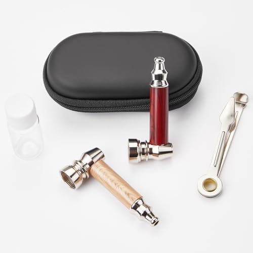 Juego de 2 pipas de tabaco de madera realista con herramienta limpiadora y bolsa negra, incluye estuche para uso diario y regalo - imagen 5