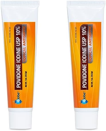 Globe (Paquete de 2) Ungüento Antiséptico Povidona Yodada 10% 1 Oz, para Cortes, Raspones y Quemaduras (Comparar con Betadine) - imagen 1