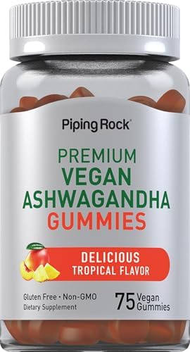 Gomitas de Ashwagandha Piping Rock | 75 piezas | Para Mujeres y Hombres | Sabor Tropical | Fórmula Vegana | Sin OGM, Sin Gluten - imagen 1