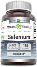 Amazing Formulas Selenio 50 Mcg por Porción | Suplemento de 180 Tabletas | No GMO | Hecho en EE. UU. - imagen 1