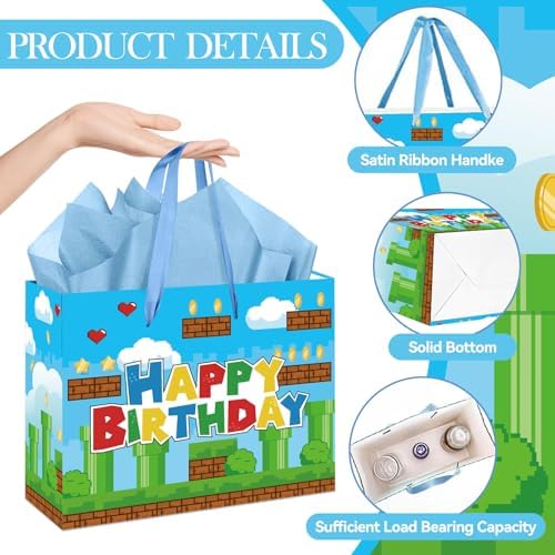 Bolsa de Regalo de Videojuegos para Cumpleaños - Bolsa Temática de Juegos con Tarjeta, Papel de Seda y Papel de Regalo - Decoraciones para Fiestas de - imagen 2