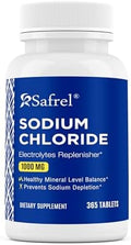 Tabletas de Cloruro de Sodio Safrel 1000 mg | 365 Tabletas | Suplemento de Electrolitos | Bebida Hidratante | Vegano y Sin Gluten | Hecho en EE. UU. - imagen 1