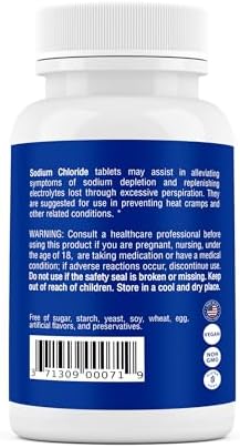 Tabletas de Cloruro de Sodio Safrel 1000 mg | 365 Tabletas | Suplemento de Electrolitos | Bebida Hidratante | Vegano y Sin Gluten | Hecho en EE. UU. - imagen 3