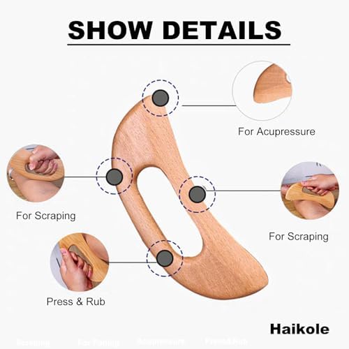 Herramienta Gua Sha de Madera Enttgo para Drenaje Linfático, Masaje Anticelulitis y Alivio de Fatiga Muscular, Terapia de Madera para Cuello, - imagen 3