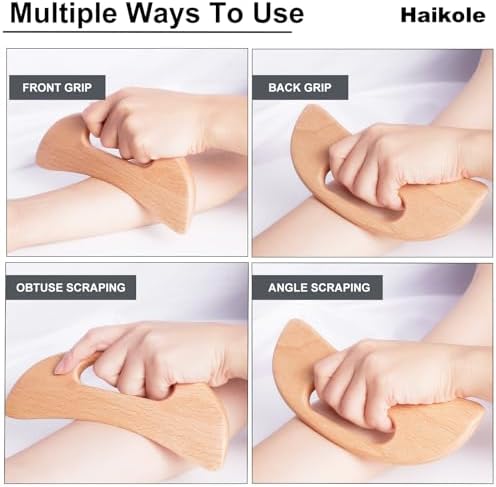 Herramienta Gua Sha de Madera Enttgo para Drenaje Linfático, Masaje Anticelulitis y Alivio de Fatiga Muscular, Terapia de Madera para Cuello, - imagen 5