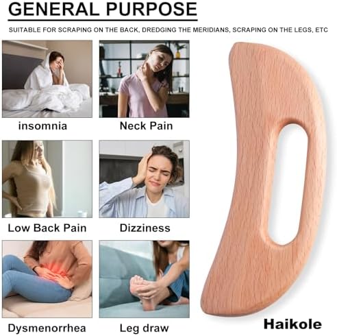 Herramienta Gua Sha de Madera Enttgo para Drenaje Linfático, Masaje Anticelulitis y Alivio de Fatiga Muscular, Terapia de Madera para Cuello, - imagen 6