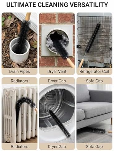 Cepillo Limpiador de Ventilación para Secadora, Removedor de Pelusa y Cabello de Mascotas, Herramientas de Limpieza para el Hogar, 2 Piezas (71 cm) - imagen 6