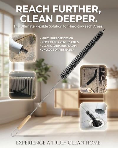 Cepillo Limpiador de Ventilación para Secadora, Removedor de Pelusa y Cabello de Mascotas, Herramientas de Limpieza para el Hogar, 2 Piezas (71 cm) - imagen 7