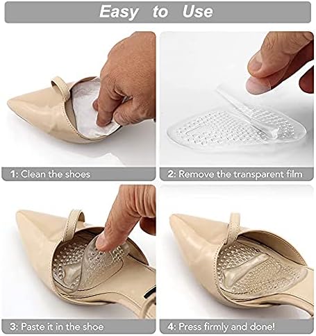 Plantillas de Gel para Talones, Almohadillas Antideslizantes para Zapatos Grandes, Previenen Dolor y Ampollas (Transparente) - imagen 4