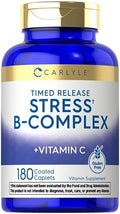 Carlyle Complejo B de Estrés con Vitamina C | 180 Tabletas | B6, B12, Folato, Biotina | Suplemento Vegetariano, No Transgénico y Sin Gluten - imagen 1